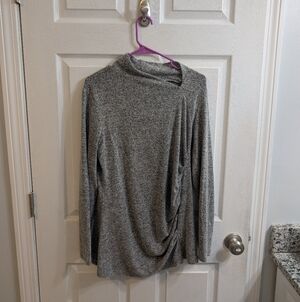 Nom Maternity Top Tunic Ruched Beige Women's Angular Neckline - Size L‎